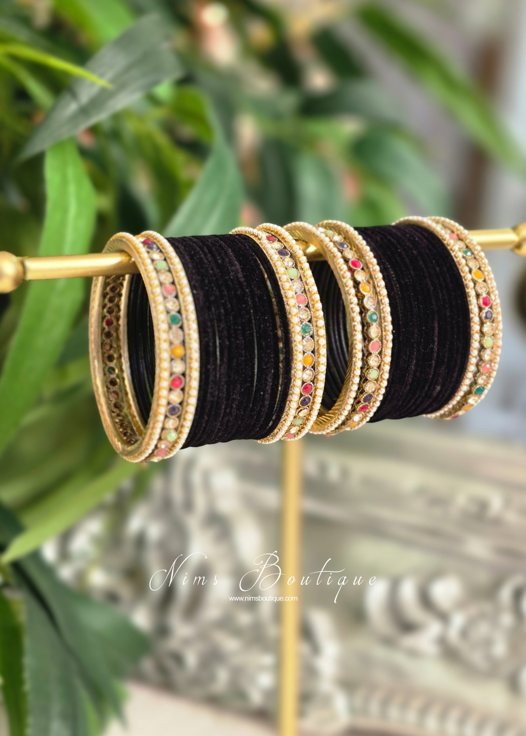 Neha Black Velvet & Multicolour Set of Bangles