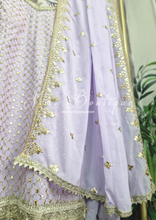 Lilac Zari Work V Neck Sharara Suit (20-22)