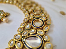 Rekha Kundan & Navy necklace & earrings set (slight faults)