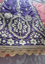 Luxury Unstitched Purple and Coral Pure Silk Suit