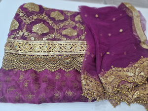 Unstitched Purple Sequin Suit