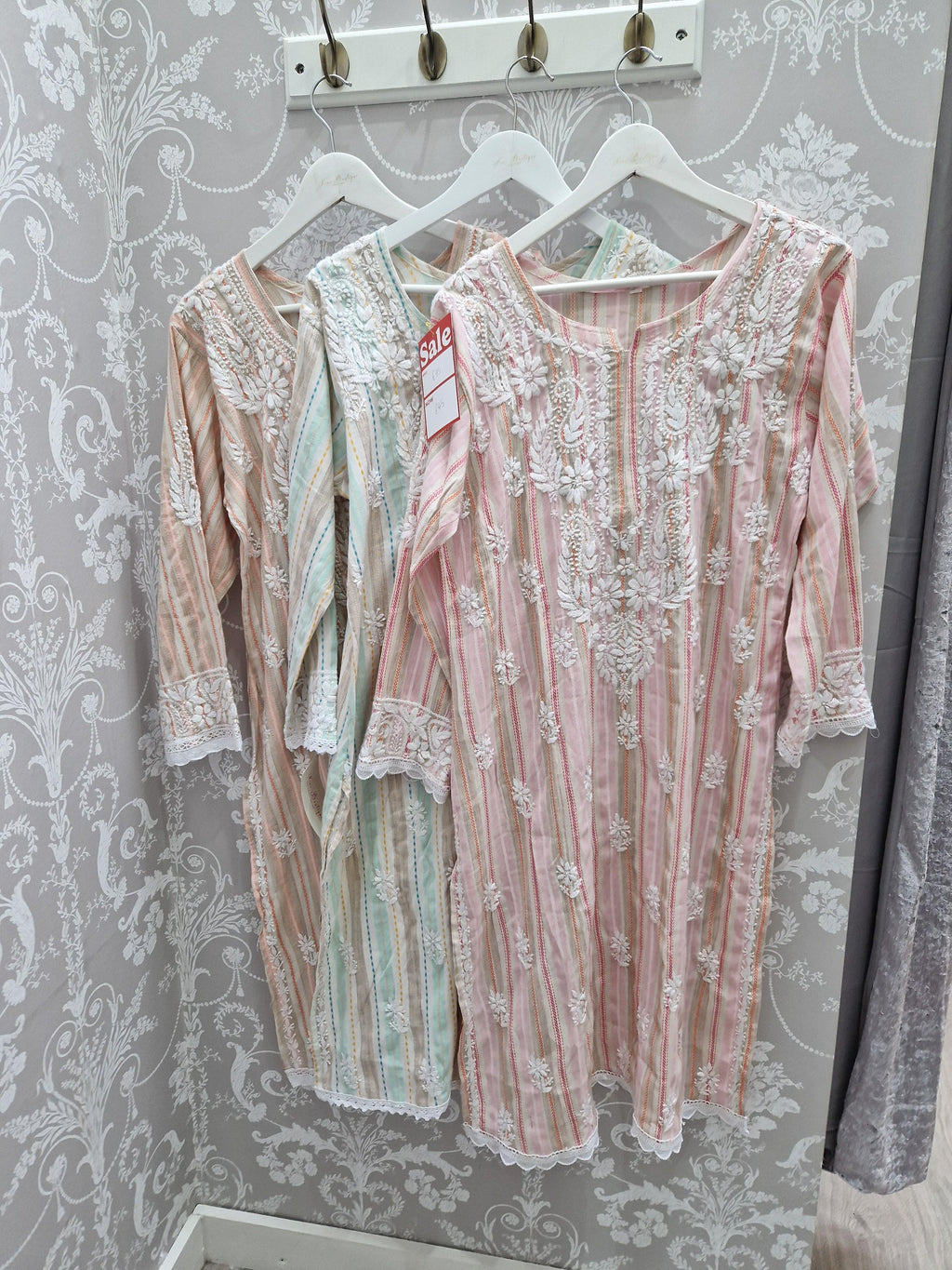 Nims Boutique Pure cotton Stripe Embroidered Kurt's Top. 12-14