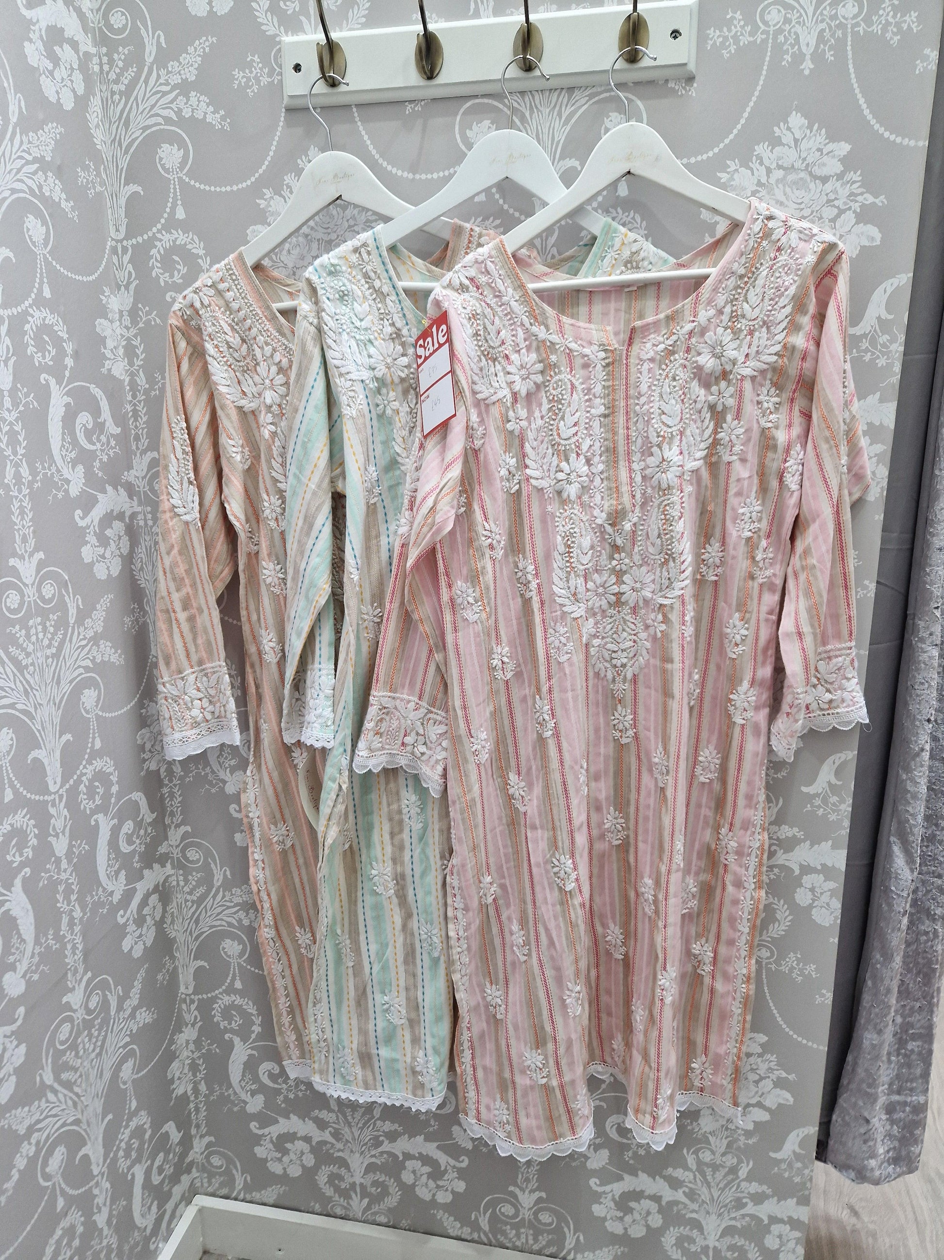 Nims Boutique Pure cotton Stripe Embroidered Kurt's Top. 12-14