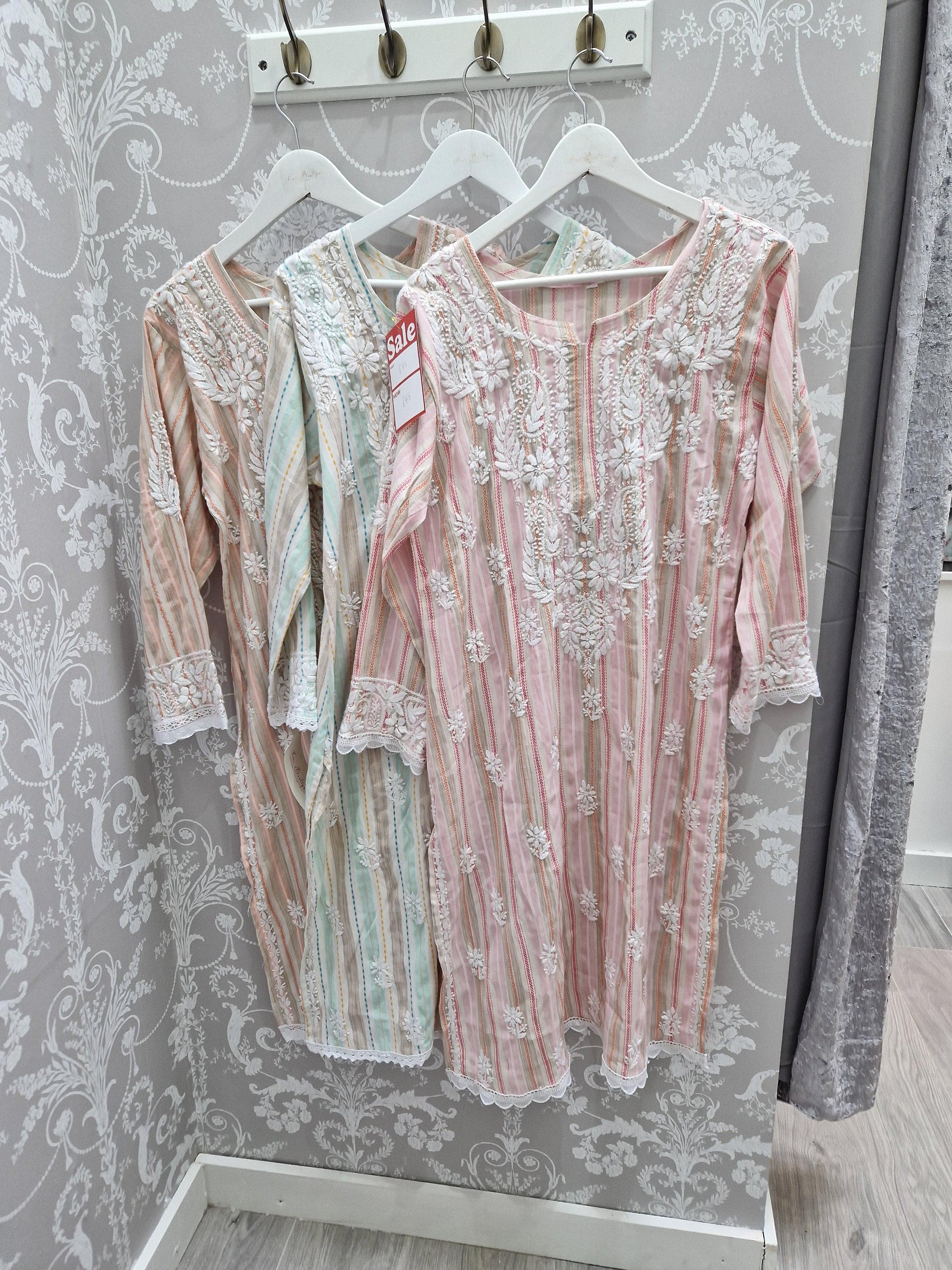 Nims Boutique Pure cotton Stripe Embroidered Kurt's Top. 12-14