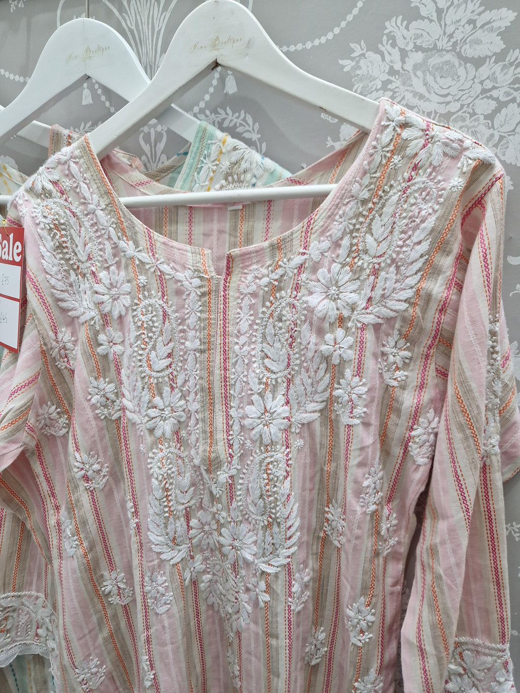 Nims Boutique Pure cotton Stripe Embroidered Kurt's Top. 12-14