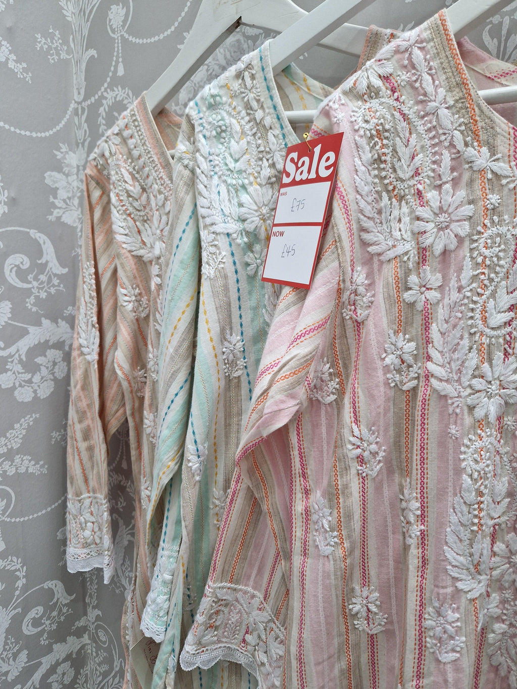 Nims Boutique Pure cotton Stripe Embroidered Kurt's Top. 12-14