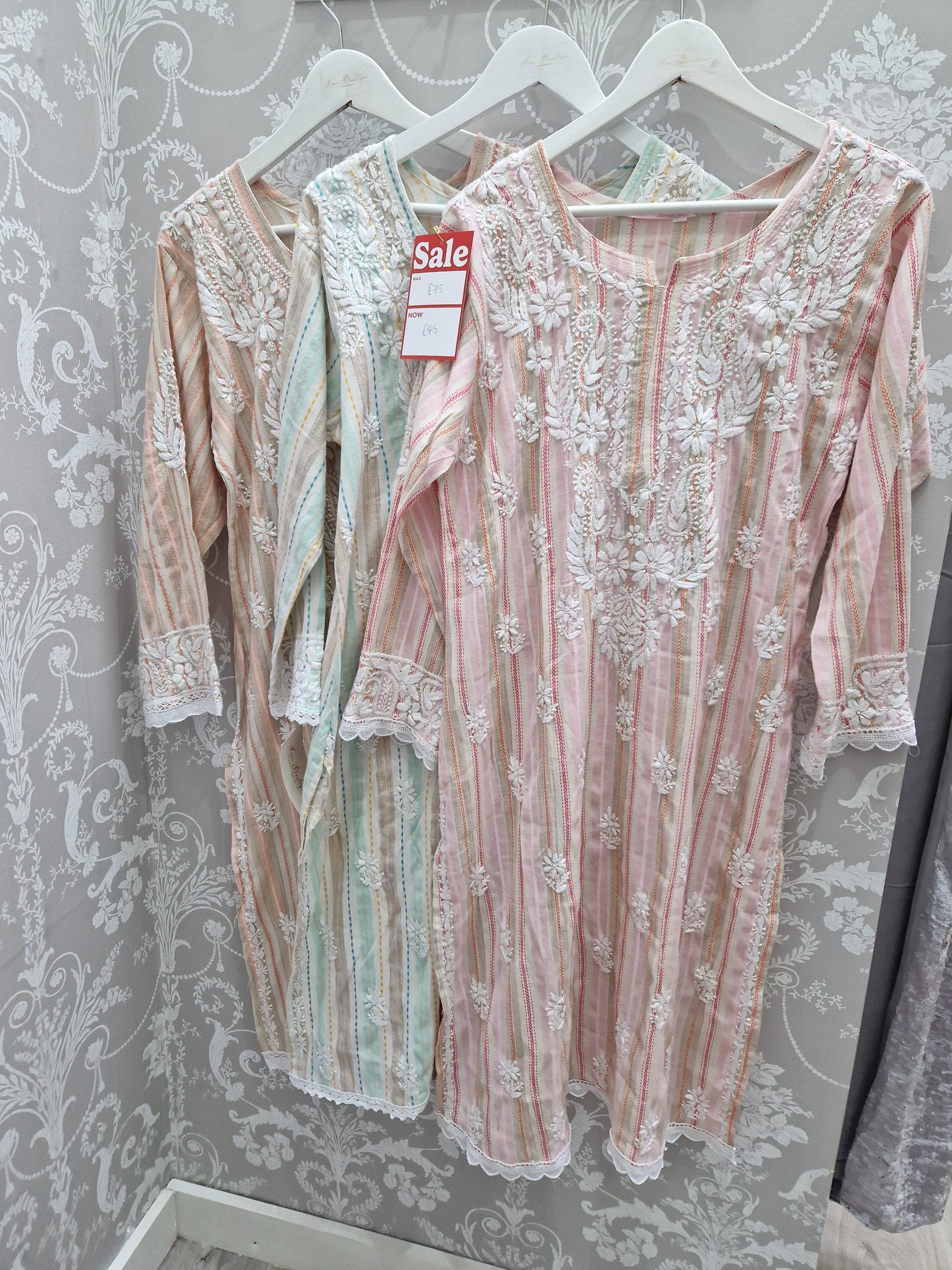 Nims Boutique Pure cotton Stripe Embroidered Kurt's Top. 12-14