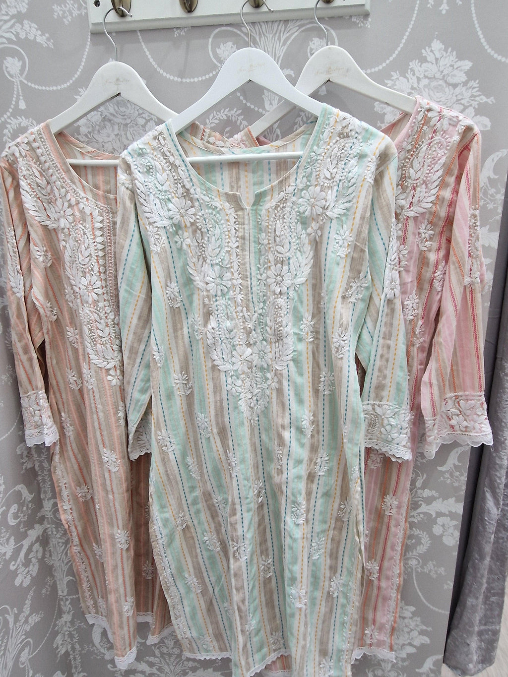 Nims Boutique Pure cotton Stripe Embroidered Kurt's Top. 12-14