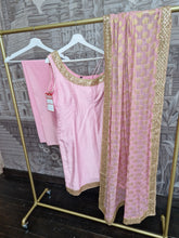One Shoulder Silk Pink Pajami Suit 8-10 (slight fault)