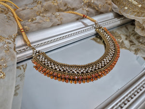 Royal Antique Gold & Orange Necklace (BD4)