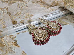 Royal Antique Gold & Dark Red Earrings (BD9)