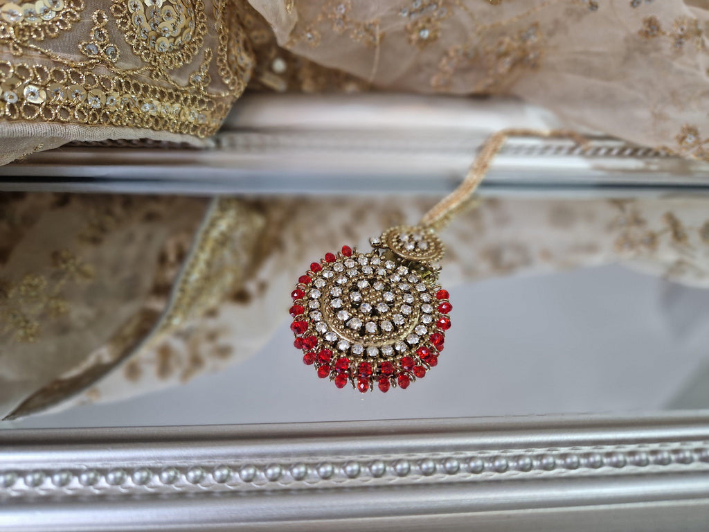 Nims Boutique Royal Antique Gold & Red Tikka SS3