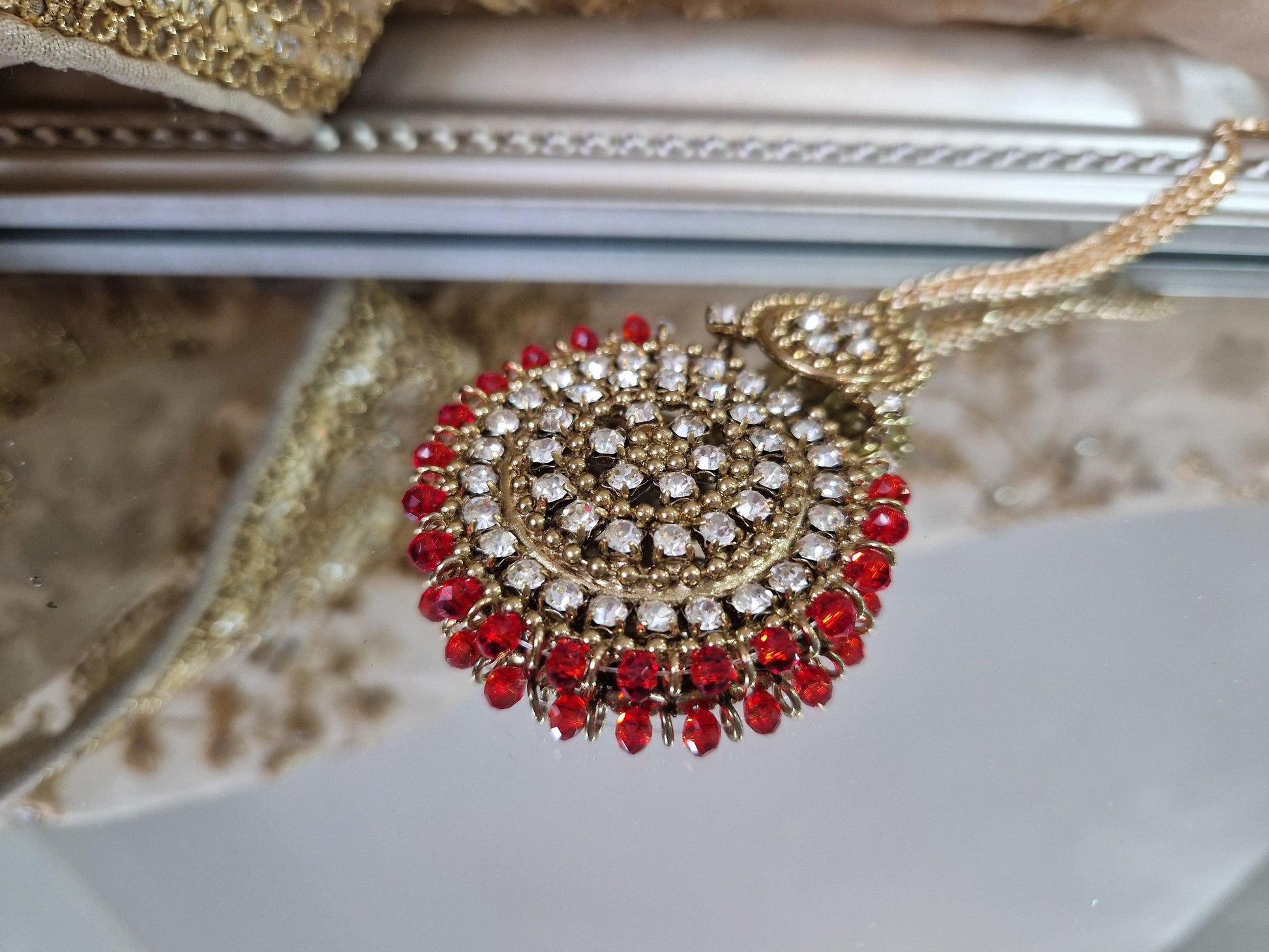 Nims Boutique Royal Antique Gold & Red Tikka SS3