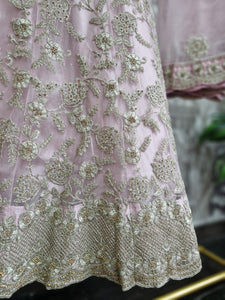 Luxury Semi Stitched Light Lilac/Mauve Embroidered Lehnga