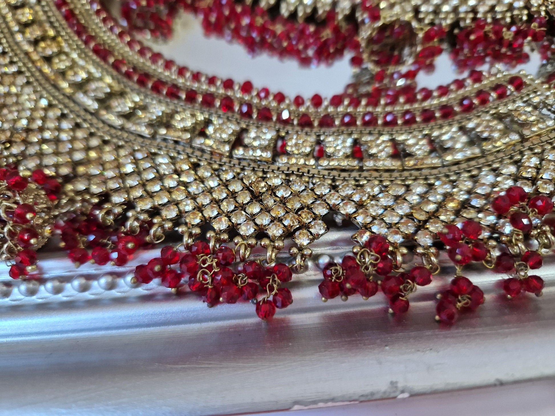 Nims Boutique Royal Shaadi Antique Gold & Red & Gold Stone Anklets slight fault