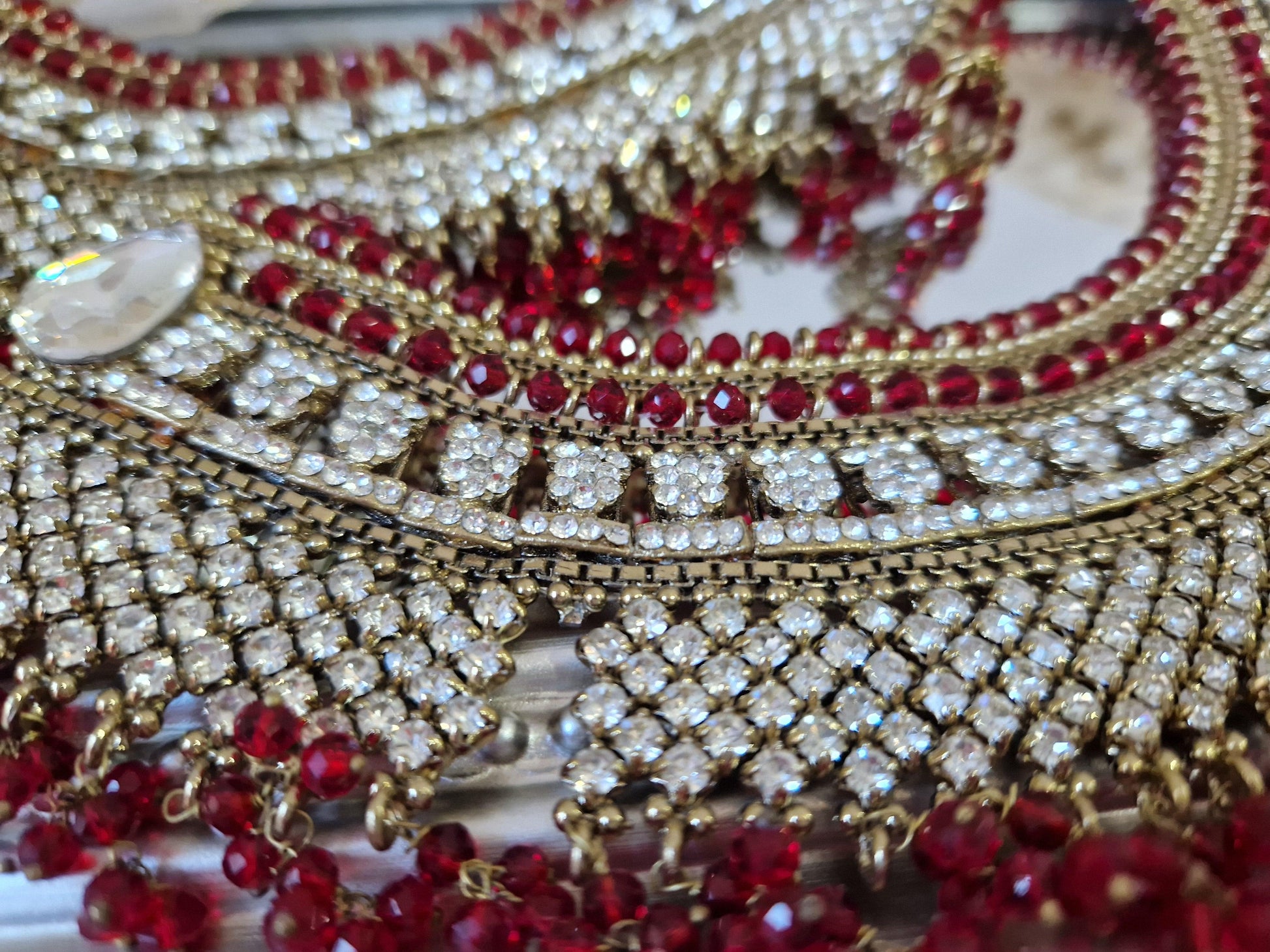 Nims Boutique Royal Shaadi Antique Gold & Red Anklets slight fault