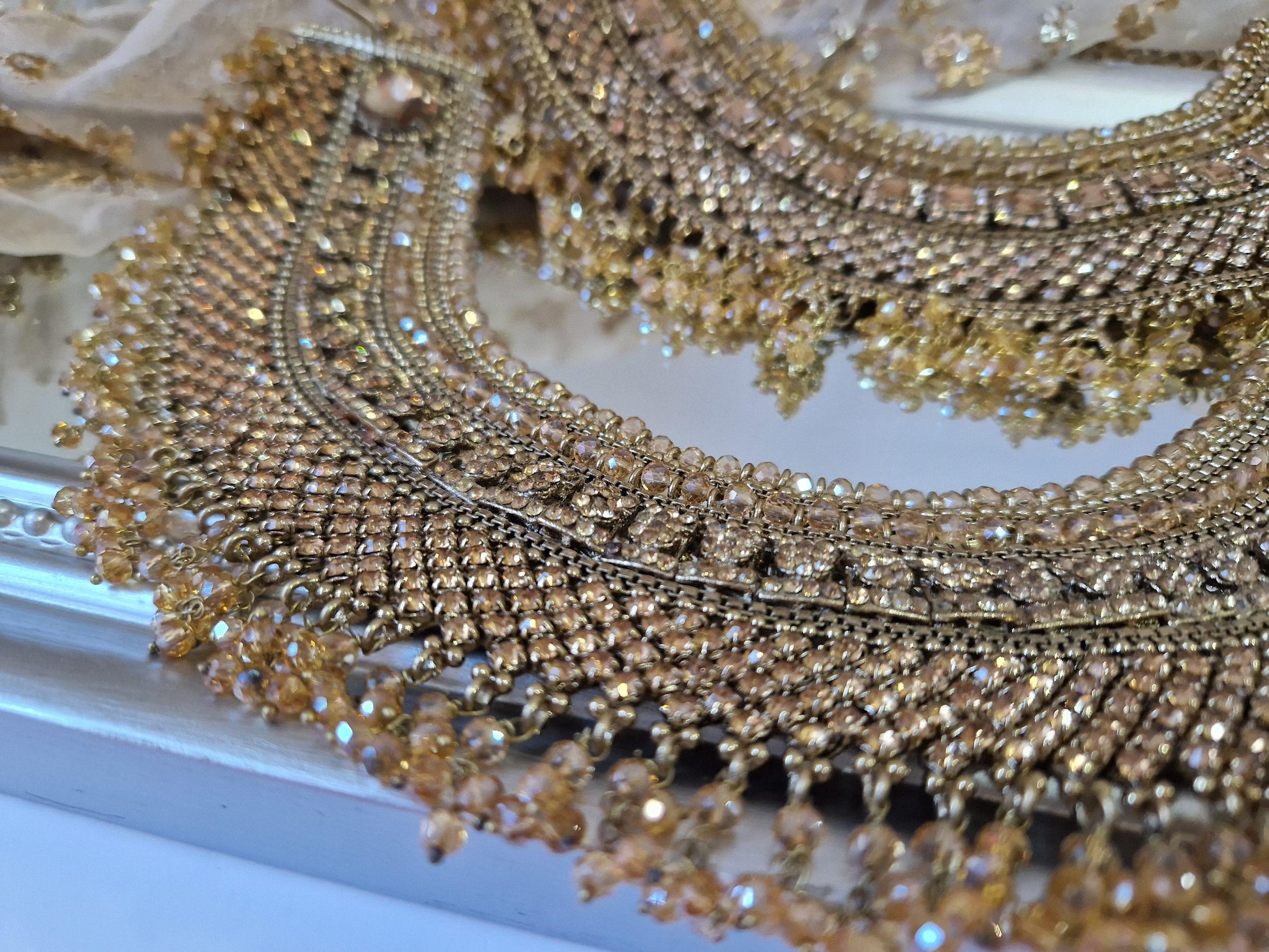Nims Boutique Royal Shaadi Antique Gold & Gold stone Anklets slight fault