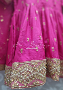 Kids Hot Pink Silk Salwar Suit