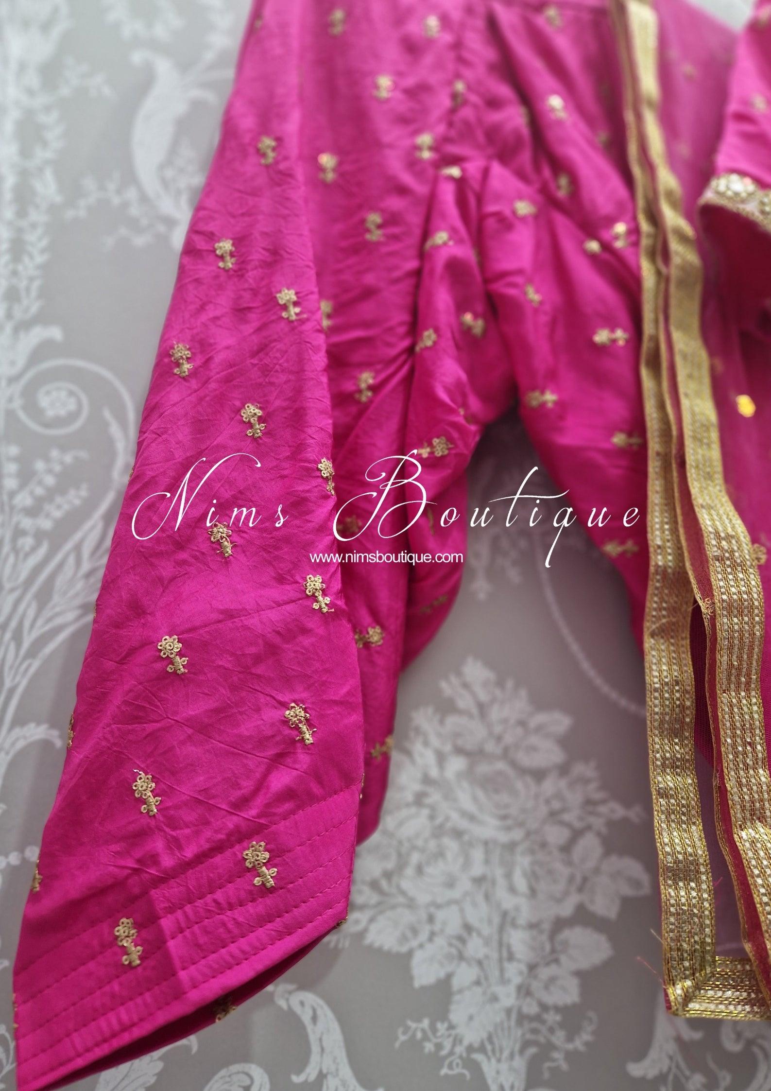 Nims Boutique Kids Hot Pink Silk Salwar Suit
