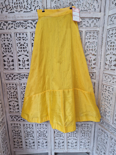 Yellow Raw Silk Semi stitched skirt/lehnga