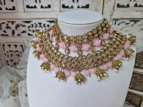 Sonakshi Champagne Polki & Pink necklace (SS73)