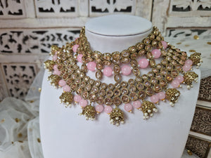 Sonakshi Champagne Polki & Pink necklace (SS73)