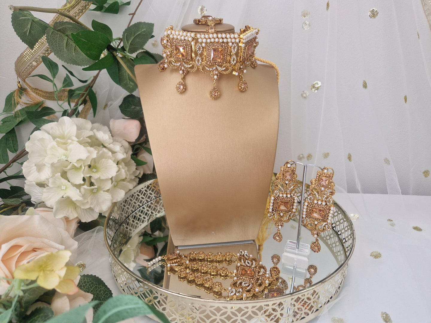 Devika Maharani Gold & Pearl Choker Set