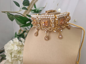 Nims Boutique Devika Maharani Gold & Pearl Choker Set