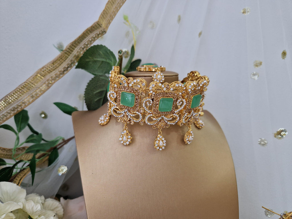 Nims Boutique Devika Maharani Mint Stone Choker Set
