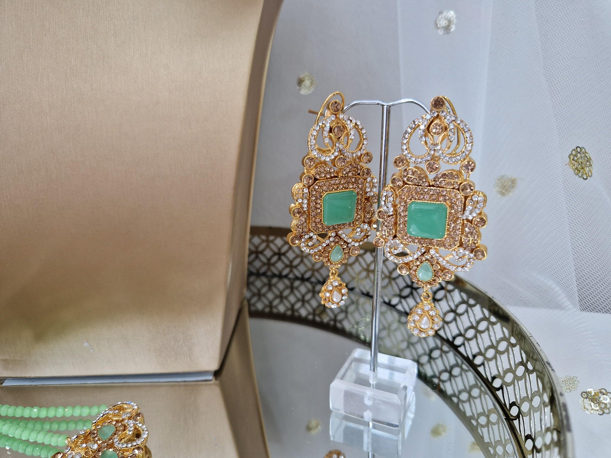 Nims Boutique Devika Maharani Mint Stone Choker Set