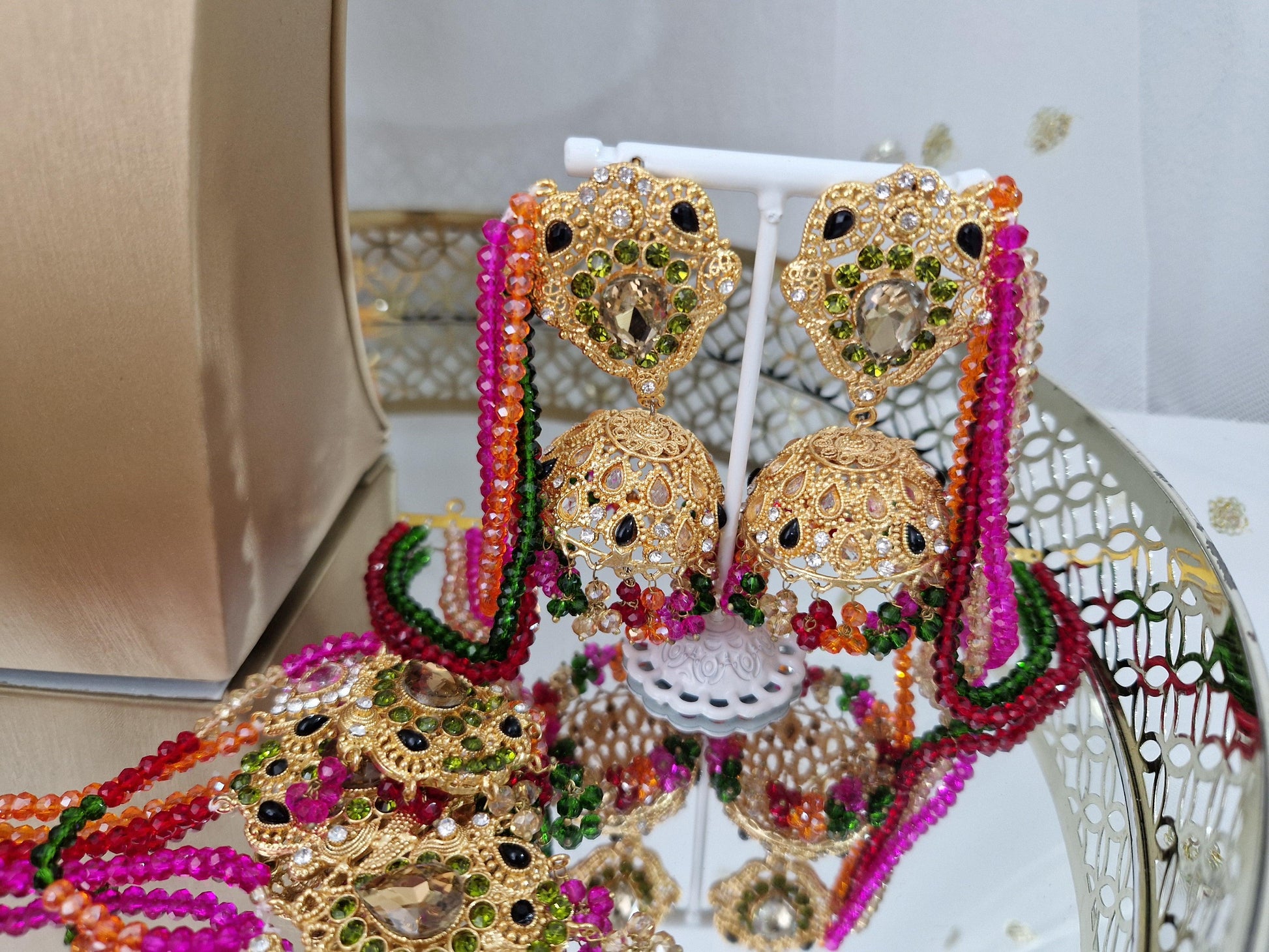 Nims Boutique Maharani Multicolour Gold Stone Choker Set
