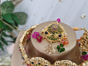 Nims Boutique Maharani Multicolour Gold Stone Choker Set