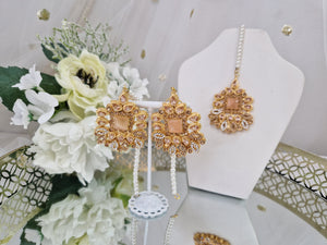 Sita Gold & Peach Earrings & Tikka set