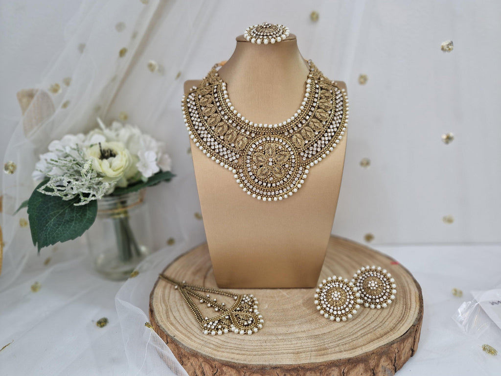 Nims Boutique Madhubala Antique Gold & Pearl Bridal Set SS113