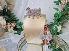 Nims Boutique Devika Maharani Silver & Pink Choker Set