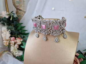 Nims Boutique Devika Maharani Silver & Pink Choker Set