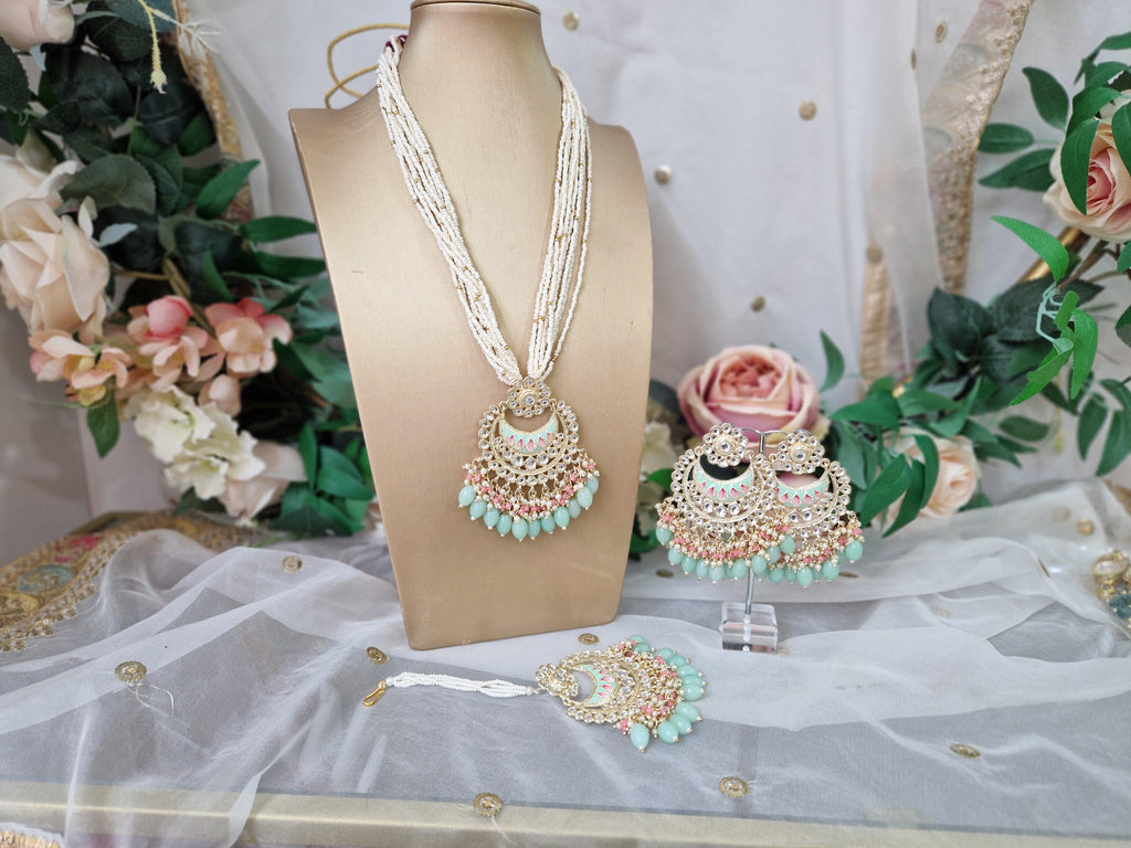 Nims Boutique Sana Pearl Mint & Pink Haar Set