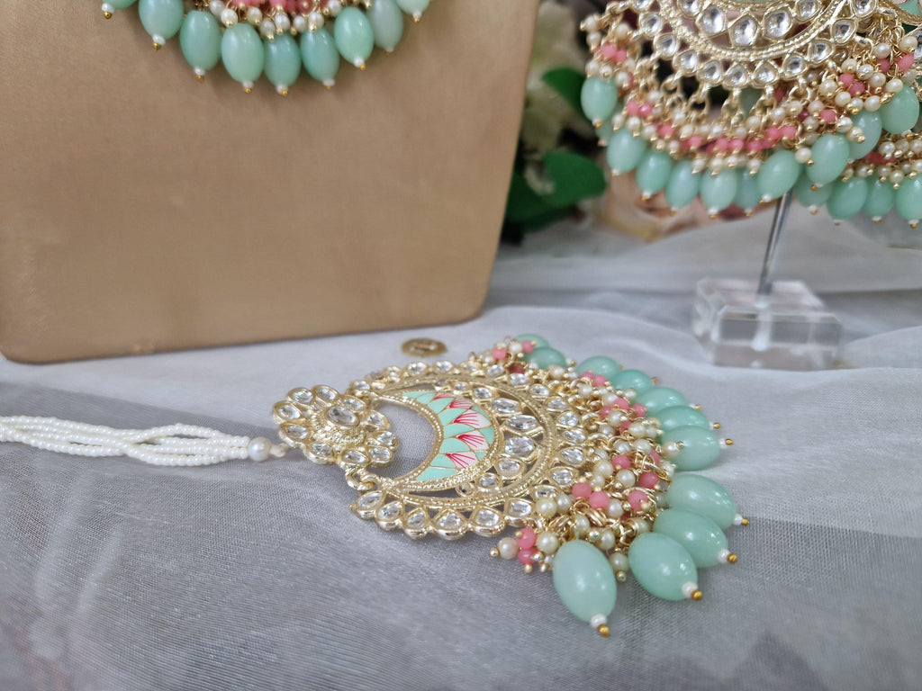 Nims Boutique Sana Pearl Mint & Pink Haar Set