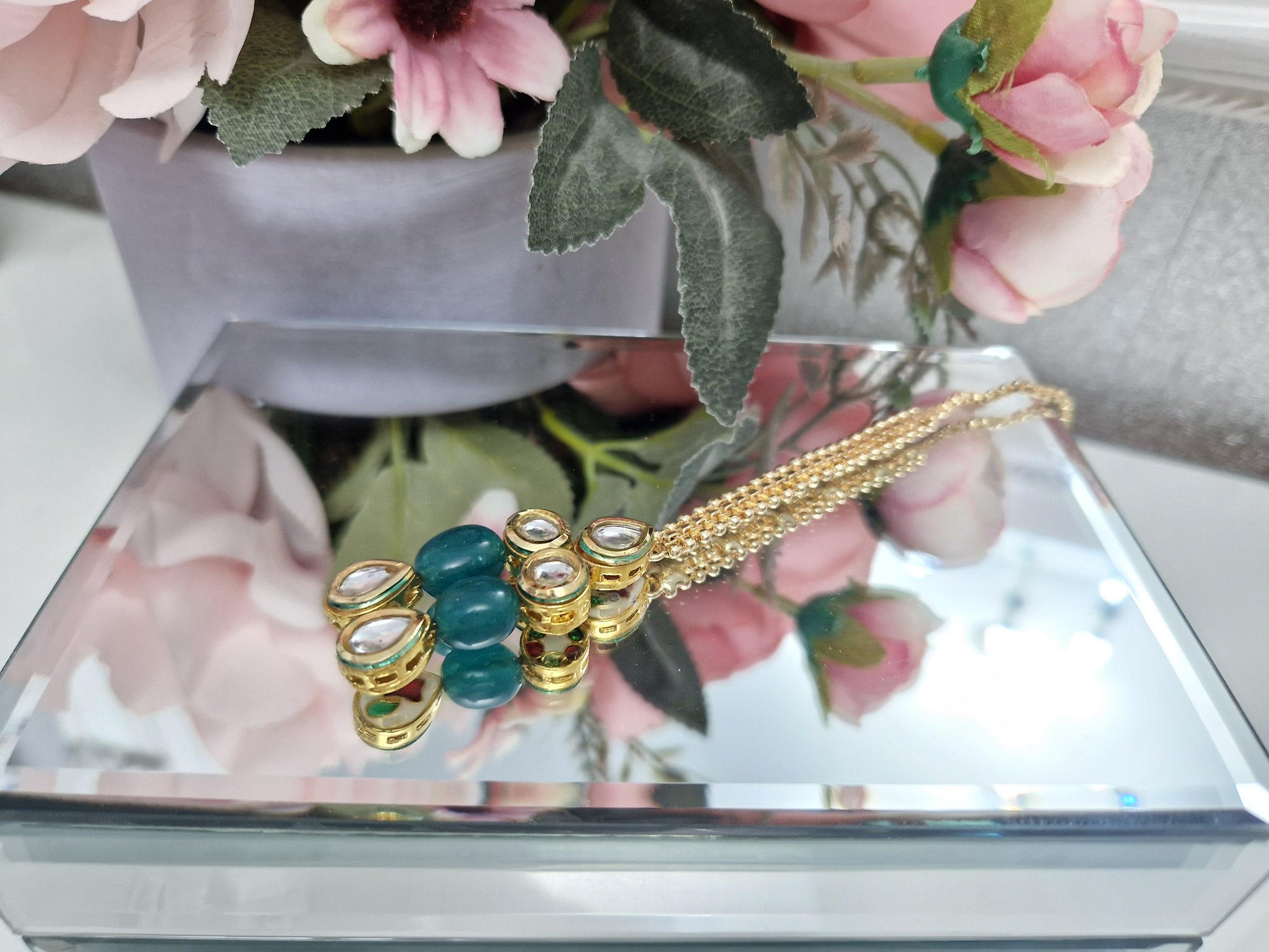 Nims Boutique Pavan Kundan Green Tikka DW9