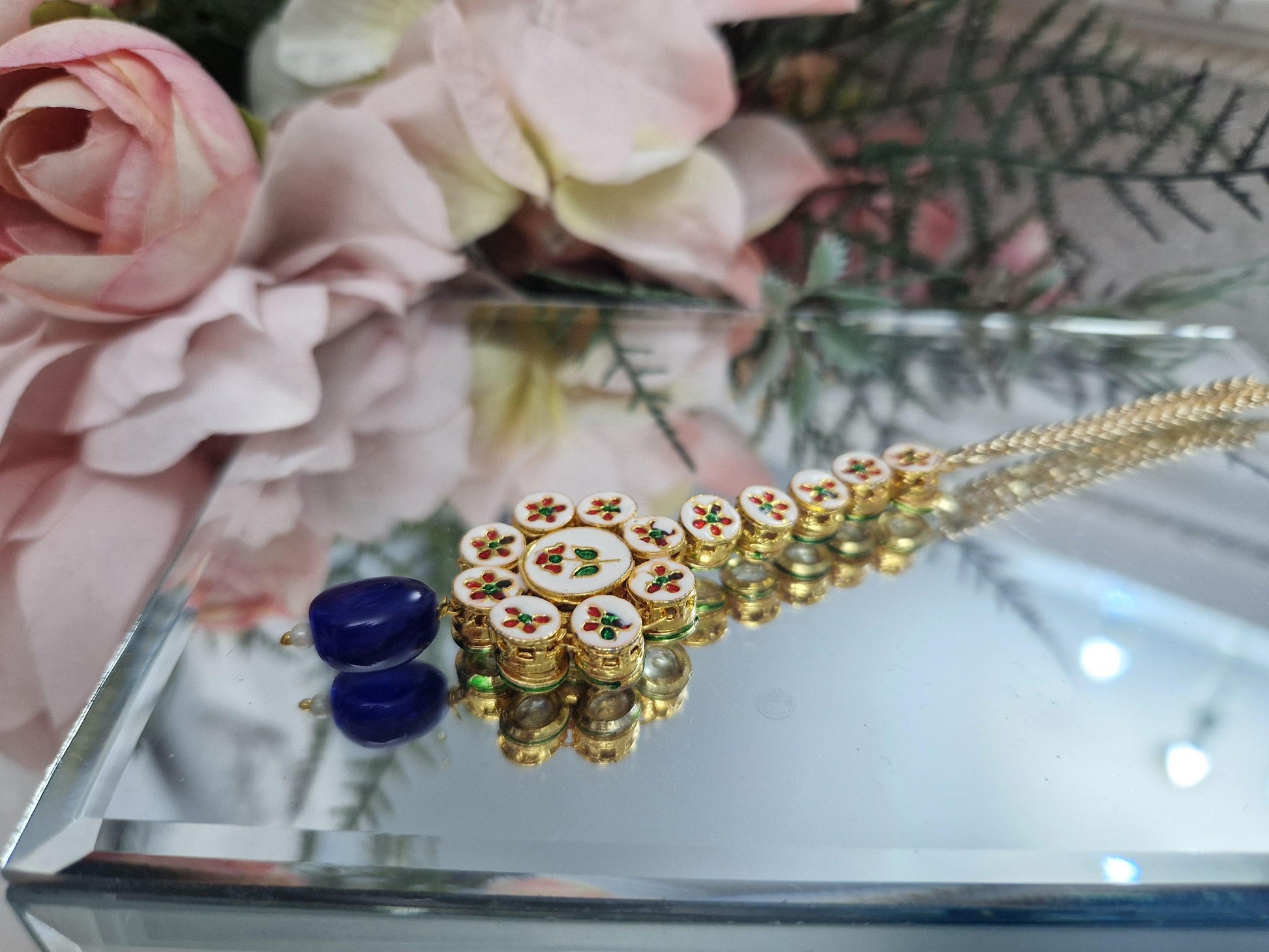 Nims Boutique Kundan Navy Tikka DW17