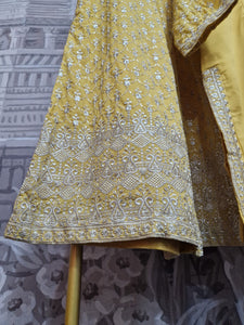 Mustard Threadwork Sharara Suit (Size 18-22)