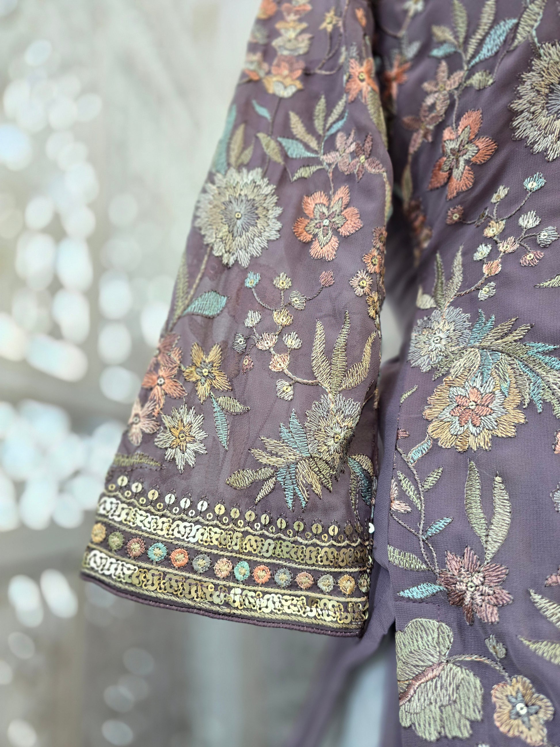 Luxury Lilac Embroidered Sharara Suit (Size 12)