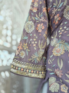 Luxury Lilac Embroidered Sharara Suit (Size 12)
