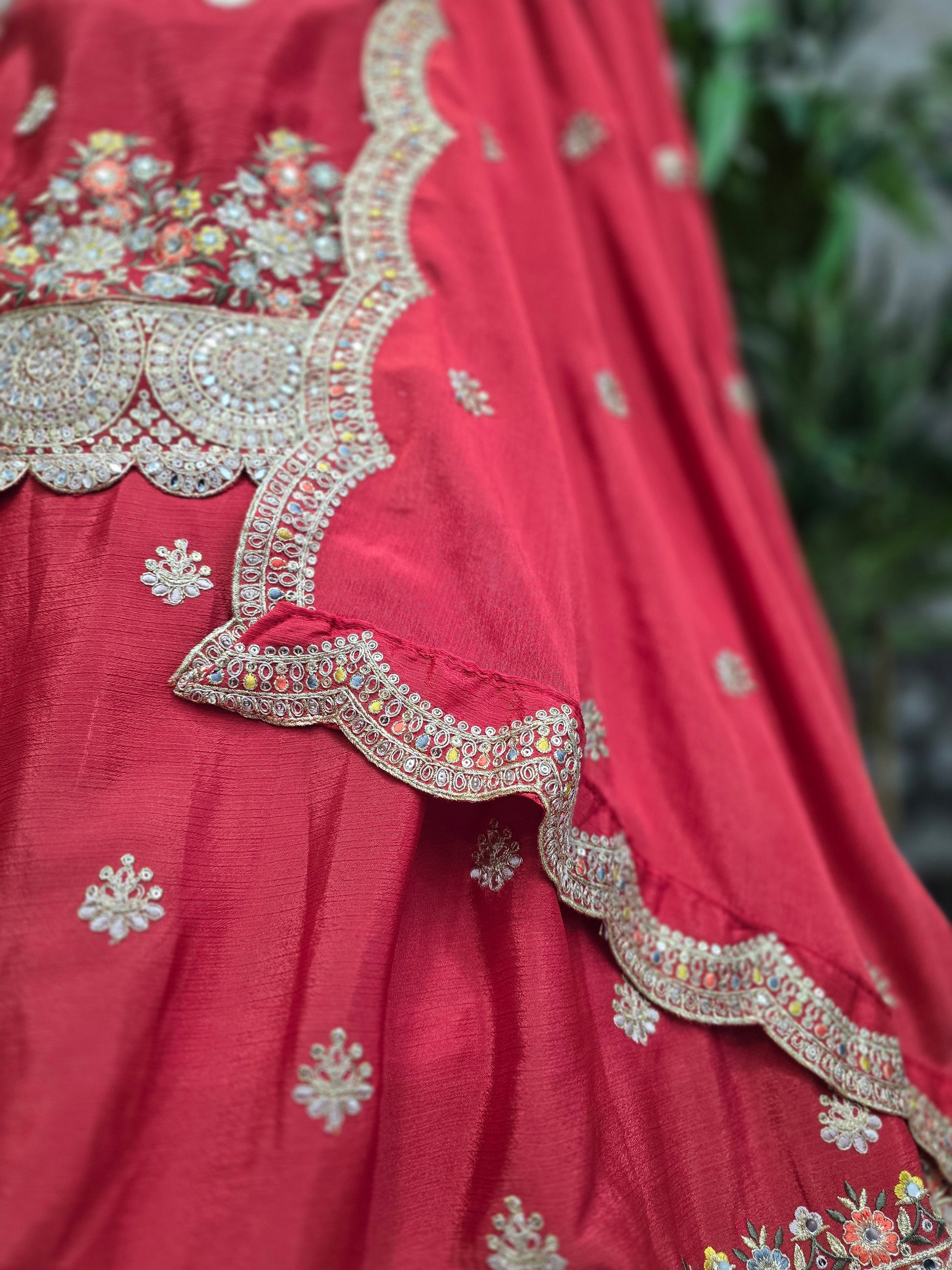 Red Embroidered Lehenga Suit (Size 10-12)