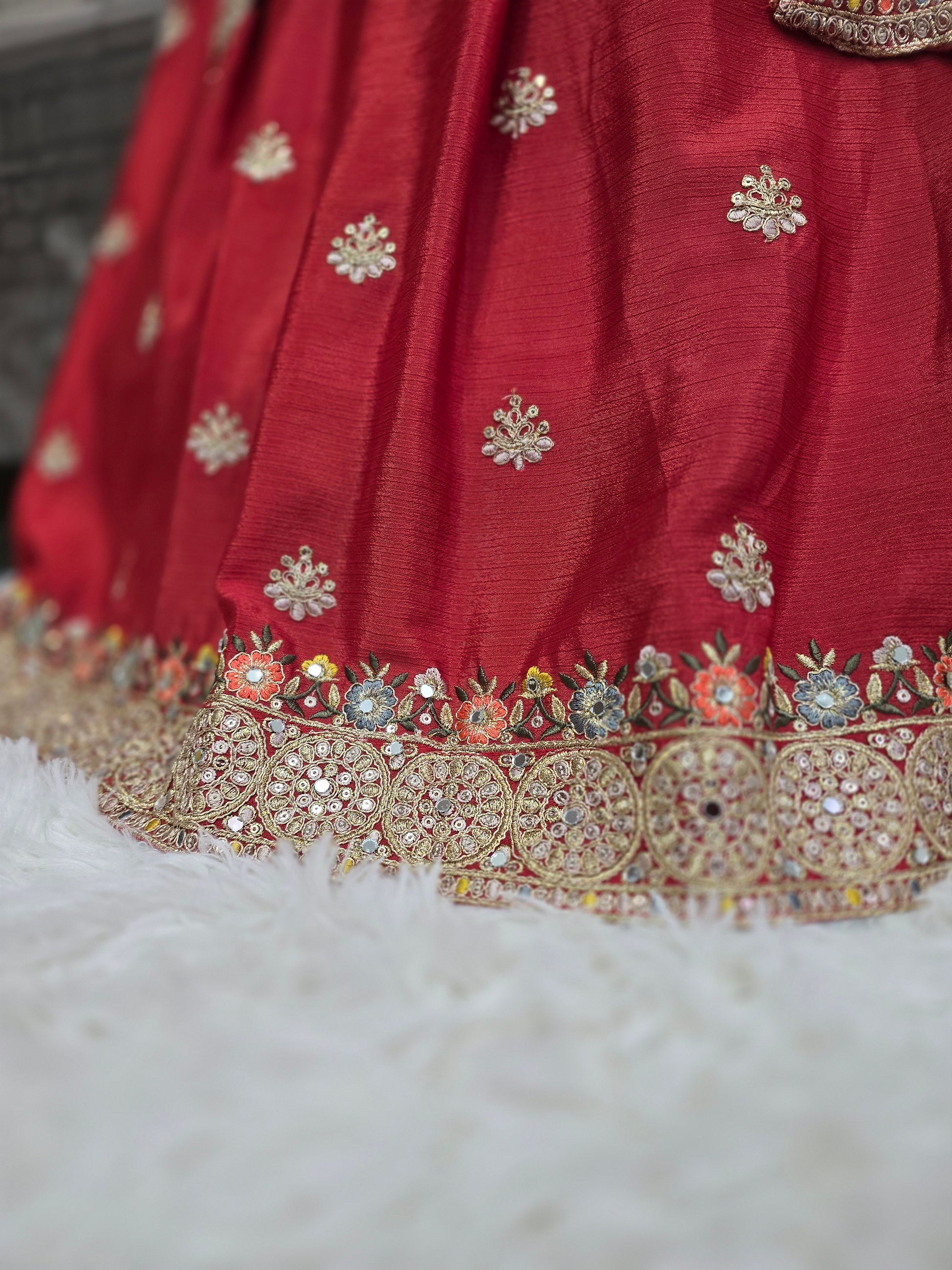 Red Embroidered Lehenga Suit (Size 10-12)