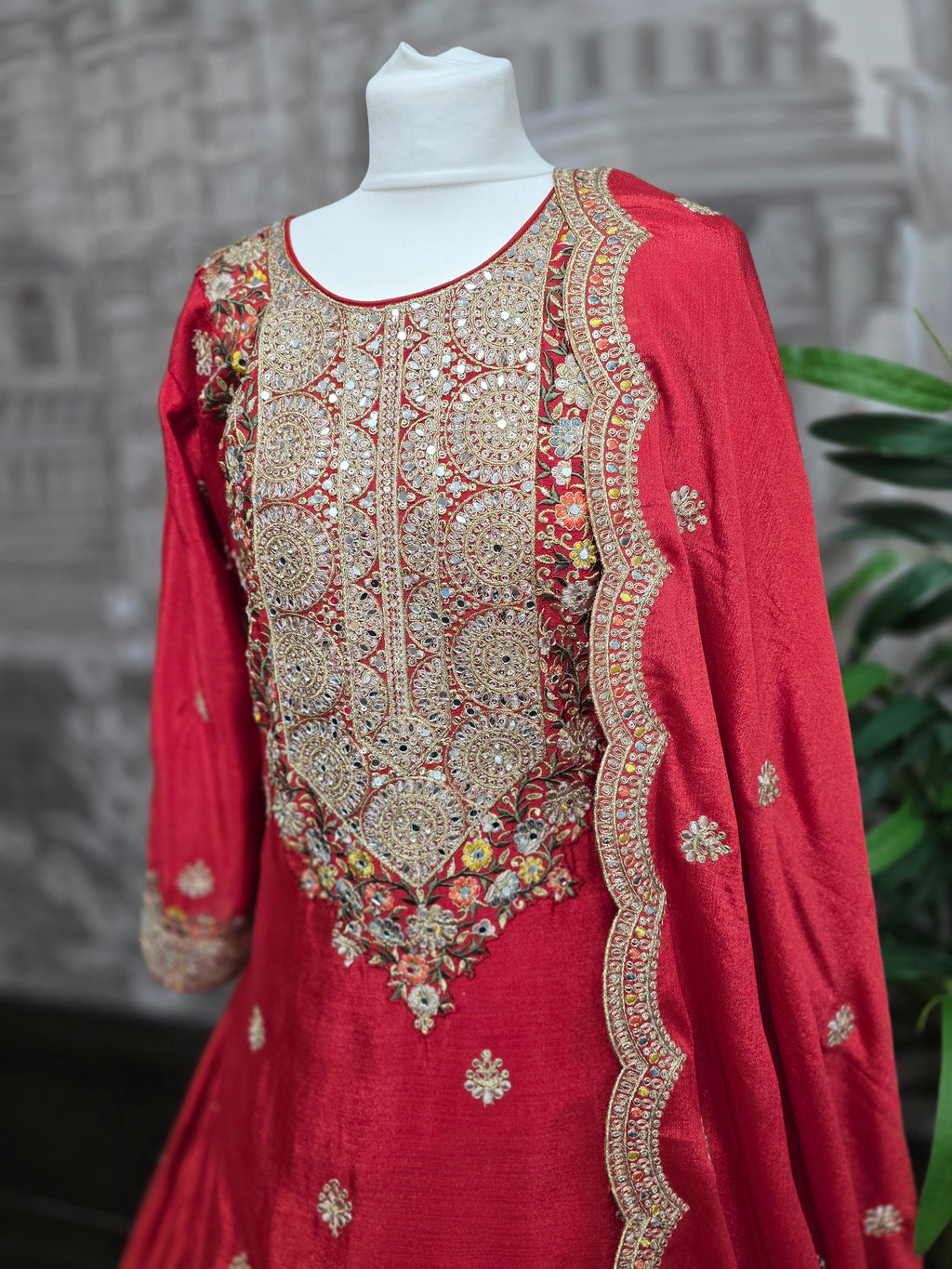 Red Embroidered Lehenga Suit (Size 10-12)