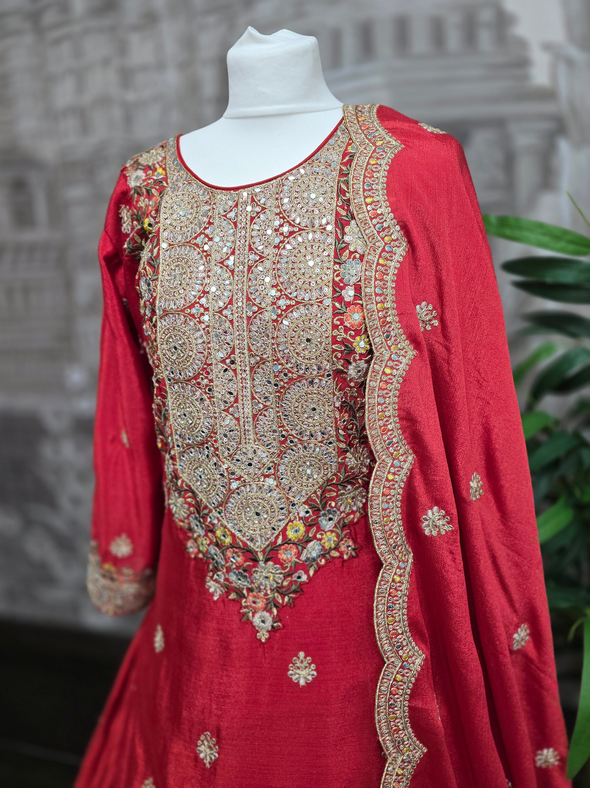 Red Embroidered Lehenga Suit (Size 10-12)