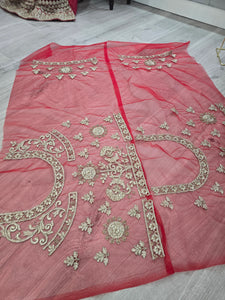 Luxury Semi Stitched Red Bridal Embroidered Lehnga