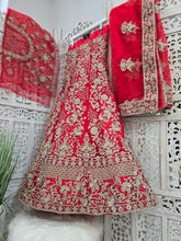 Nims Boutique Luxury Semi Stitched Red Bridal Embroidered Lehnga