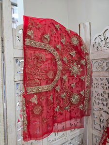 Luxury Semi Stitched Red Bridal Embroidered Lehnga